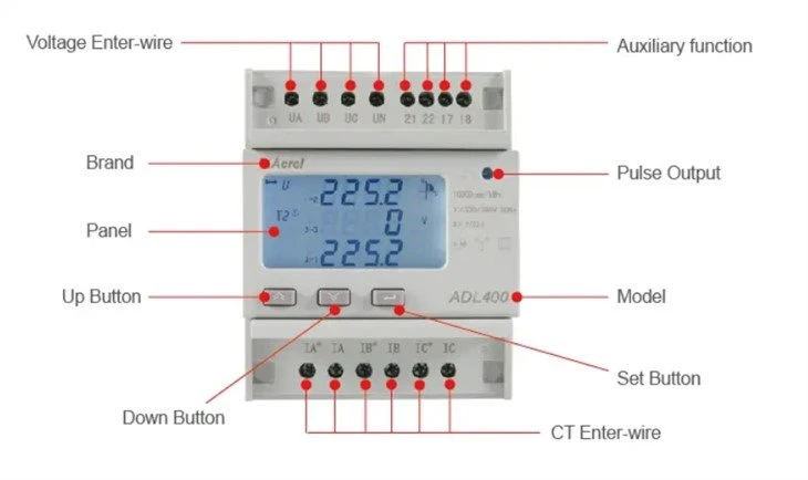 Din Rail Three Phase AC Power Meter